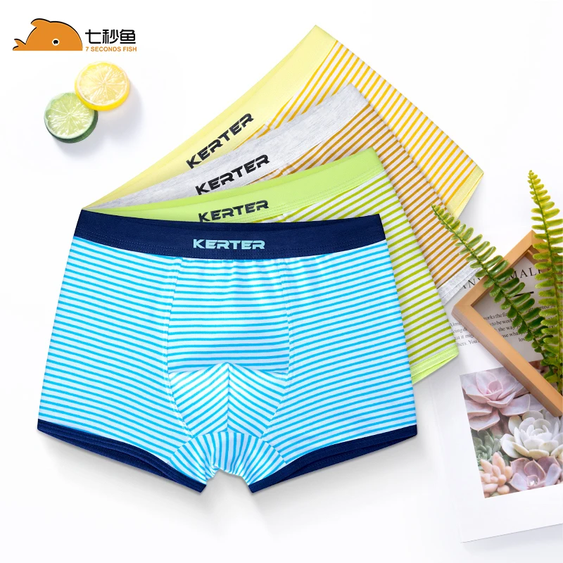 

Boy Underwear 2 Piece Kids Underpants Cotton Soft Boxers Stripes Teenager Shorts Panties