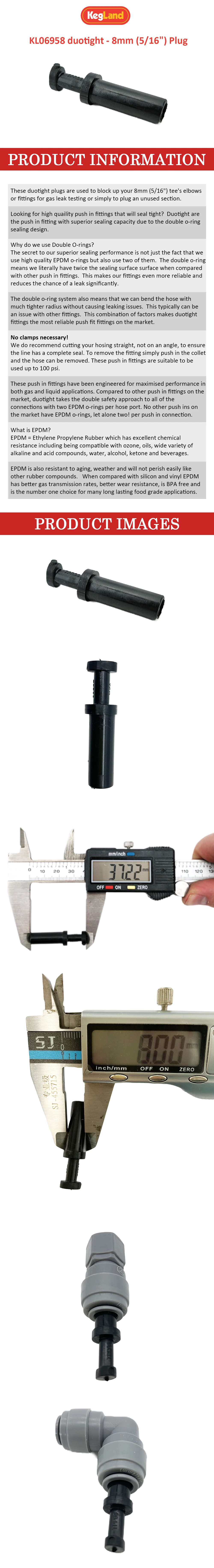 Kegland Duotight – 8 mm (5/16 Zoll) Stecker mit Pushfit-Steckanschlüssen, Kunststoff-Schnellkupplung für Bier, Rohr, Schlauchverbinder, Bierbrauen – Detail 1