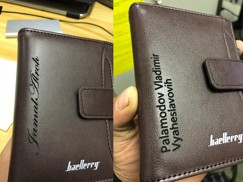 Name Gravur Männer Kurze Brieftaschen Große Kapazität Zipper Münzfach Foto Halter Hohe Qualität Karte Clips Für Männer – Detail 1
