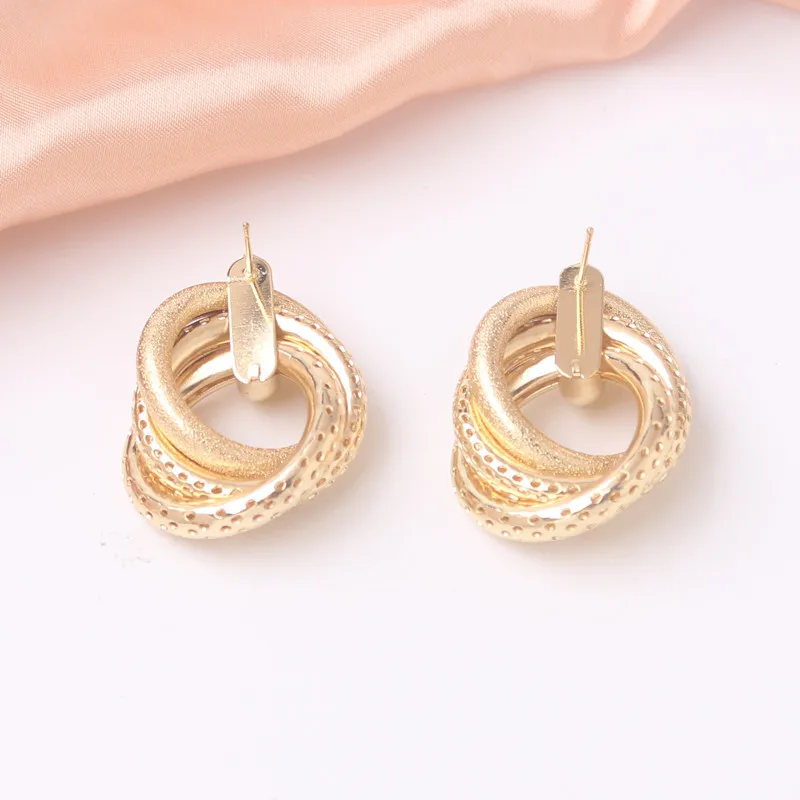 Exaggerated Twisted Dangle Earrings for Women Gold Color Metal Drop Earrings Heavy Multi Circles Earrings pendientes mujer