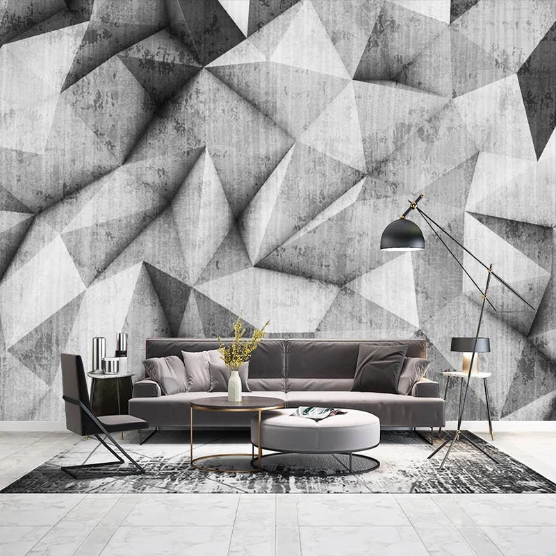 Custom 3D Papel De Parede Wallpaper Modern Geometric Pattern Gray Cement Paper Mural Study Room Bedroom Background Home Decor