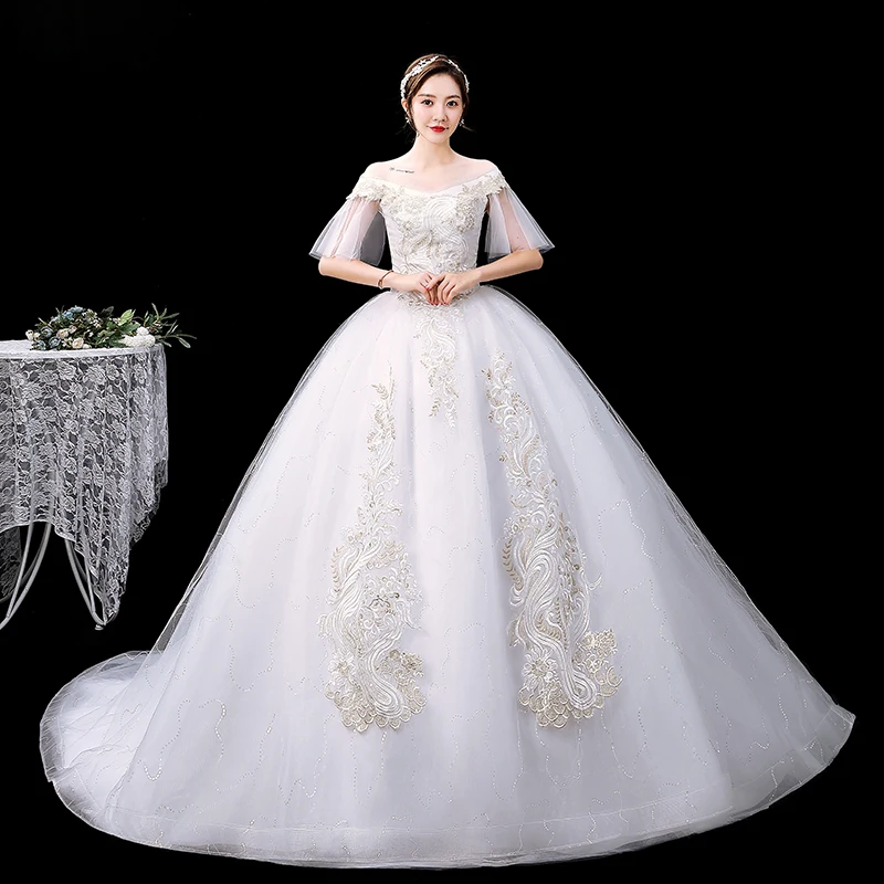 XXN-132#Bridal Wedding Dress Organza With Embroidery Lace Up Ball Gown Custom Plus Size Free Delivery Ship Bride Getting Married