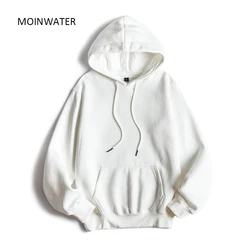 MOINWATER Brand New Women Fleece Hoodies Lady Streetwear Sweatshirt Female White Black Winter Warm Hoodie Outerwear MH2001