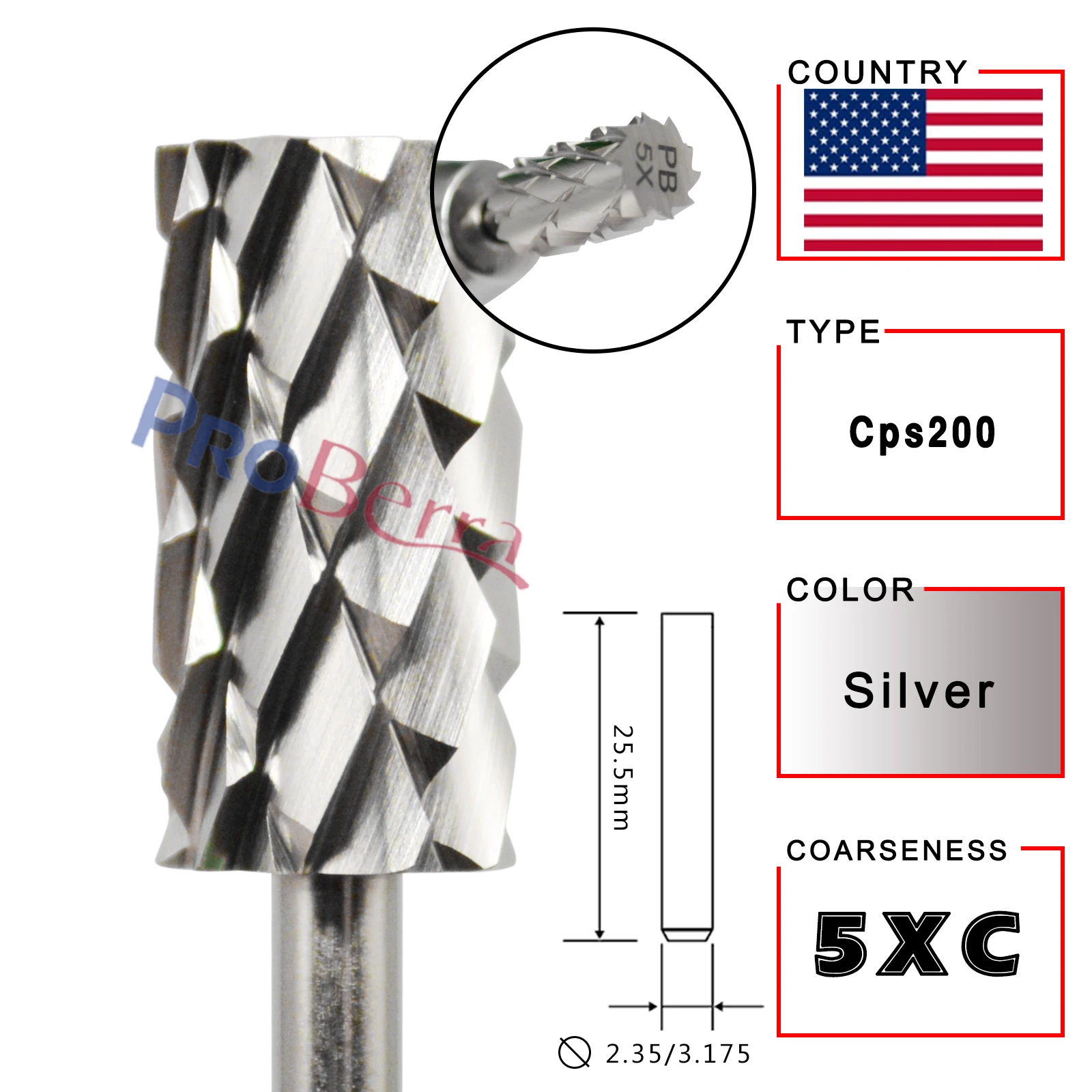 RolinStar 6.6 Large Barrel Silver Tungsten steel Carbide High quality remove gel polish 4XC acrylic