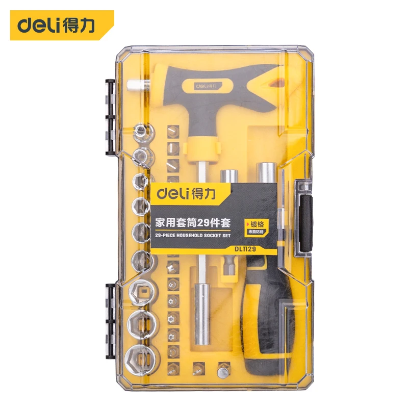 

deli Chrome Vanadium Combination Set Wrench Socket Spanner Household Motorcycle Car Repair Tool Hardware Set Kits High Quality