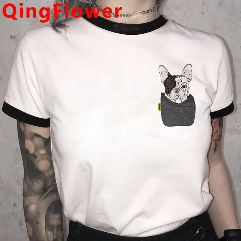 French Bulldog tshirt clothes women harajuku kawaii 2021 couple  print aesthetic summer top top tees vintage