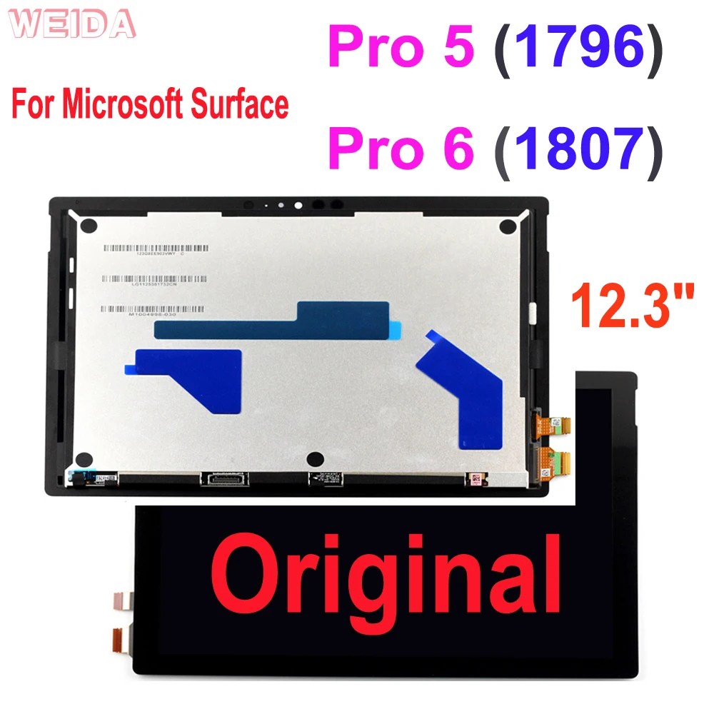 Pantalla LCD Original para Microsoft Surface Pro 5, 1796 Pro, 6, 1807, montaje de digitalizador táctil para Surface pro5 Pro6, LP123WQ1Lcd