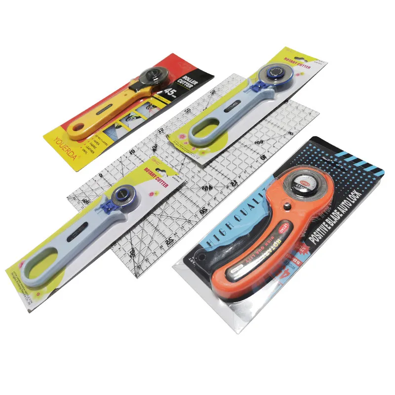 1 Set Patchwork Ruler DIY Tool Clothing Drawing Patchwork Tool Set 45mm 28mm Round Knife Plus 30*15cm Patchwork Cutting Rule