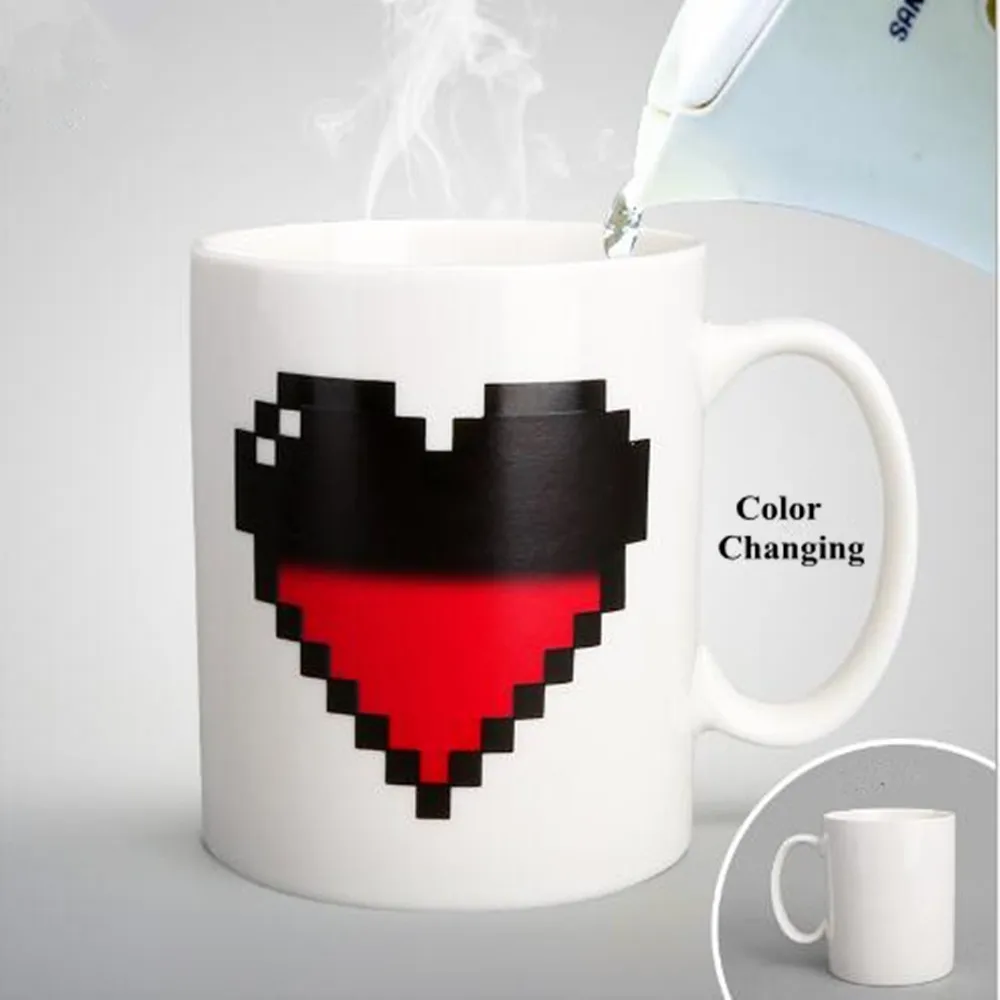 Magic Mug Loving Heart Temperature  Color Changing Mug Heat Sensitive Cup Coffee Tea Milk Mug Valentine's Day Gifts Girl friend