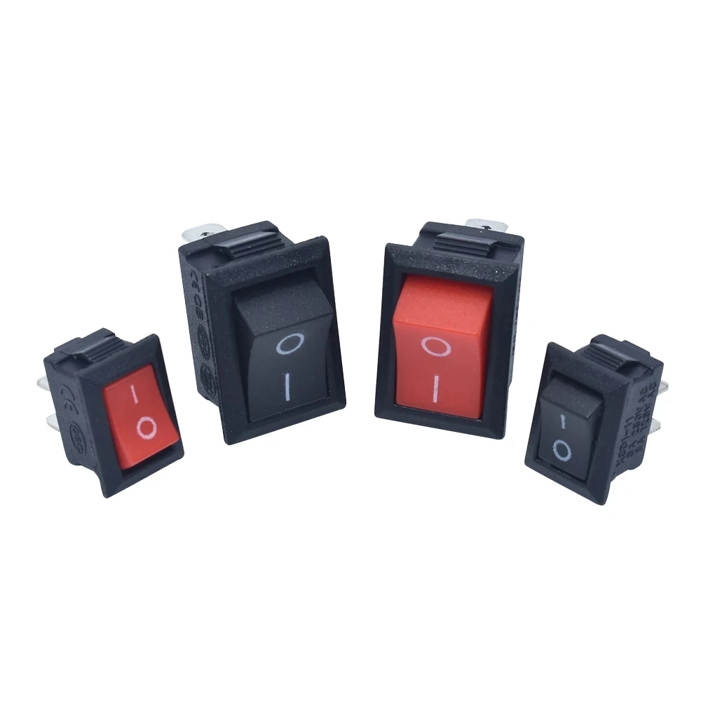 10Pcs KCD1 Rocker Switch Push Button Mini Switch 6A-10A 250V KCD1-101 2Pin Snap-In On/Off 10*15 21*15MM Hitam Merah Putih