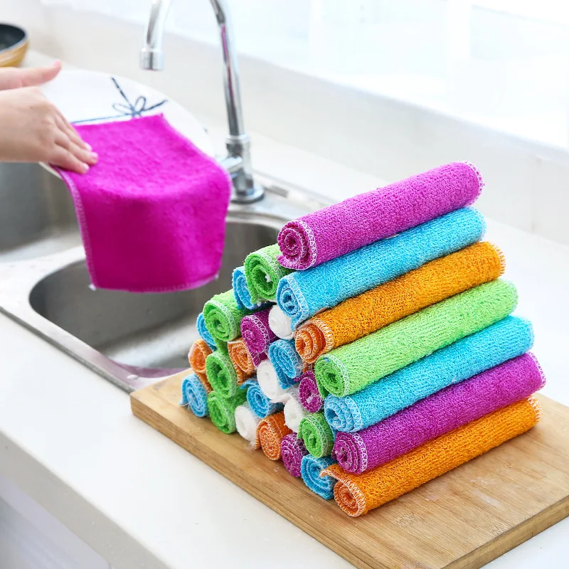 

10Pcs/Lot New Arrival Kitchen Cleaner Wipping Rags Efficient Bamboo Fiber Cleaning Cloth Home Washing Dish Cloth 16x18cm