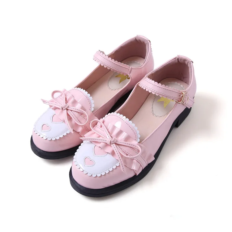 Giapponese Dolce Scarpe Lolita Scarpe Vintage a Testa Tonda Comode Scarpe Donna Carino Lace Ruffle Bowknot Kawaii Pattini Della Principessa Loli Cos