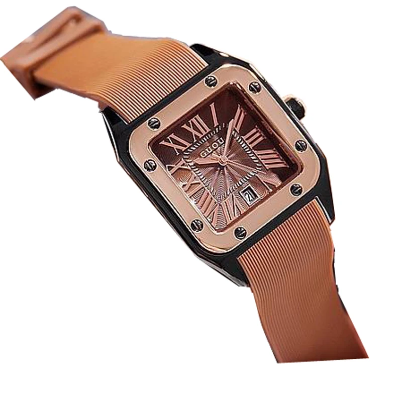 Fashion GUOU Brand Watch Rectangula Quartz Ladies Women\'s Watches Leather Upscale Large Dial Top Luxury Women relogio feminino