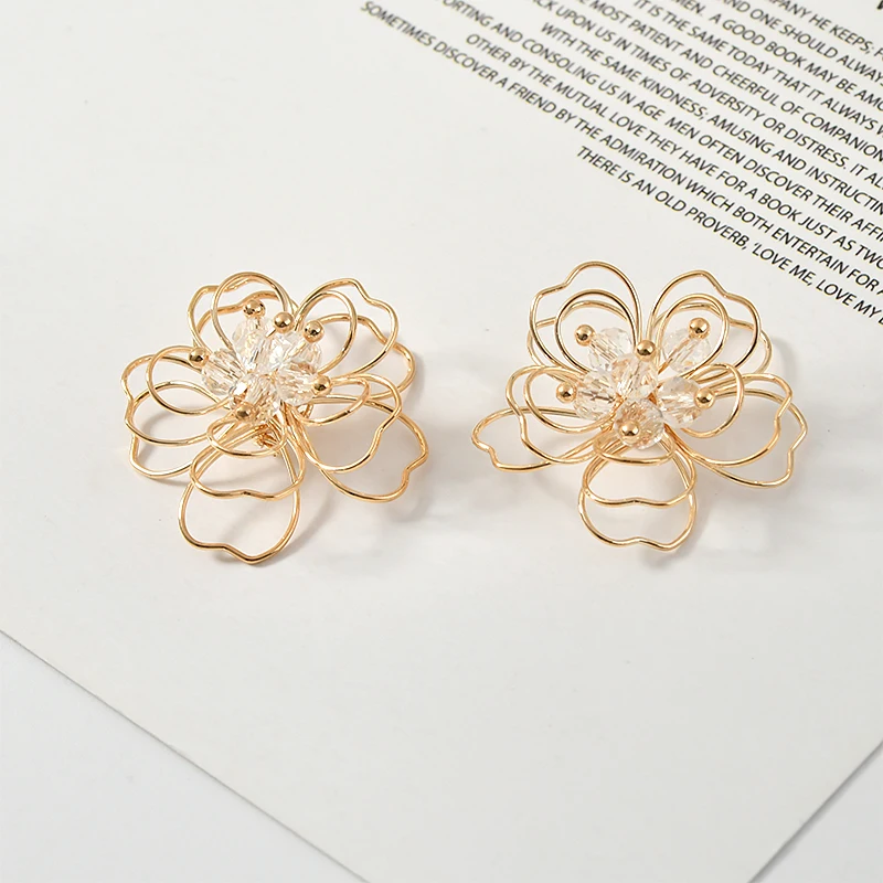 Min order 20pcs/lot beads core cartoon flowers shape Winding copper florals diy jewelry earring/garment accessory