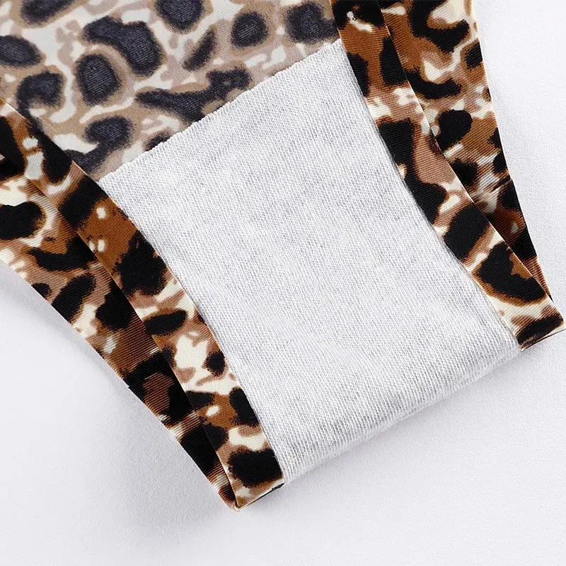 Leopard Ice Silk Panties for Women Seamless Briefs Low-Rise Thong Underwear M-3XL Plus Size Sexy Animal Print Underpants