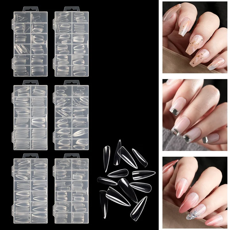 

Tips Transparent/clear Capsule Press On Nails Full Cover Fake Nail 6 Styles 120Pcs False Nails Tips Acrylic Ballerina Artificial