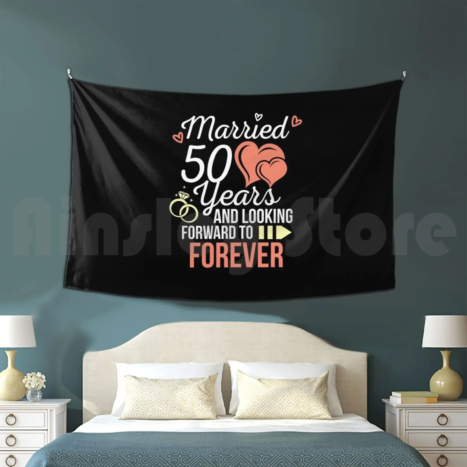 Wedding Anniversary Married 50 Years Looking Forward To Forever Customized Tapestry Wedding Anniversary