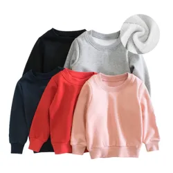 2022 Winter Autumn Sweater Shirts Baby Boys Girls Solid Fleece Thickening T-Shirts Clothes for 1-9 Years Children