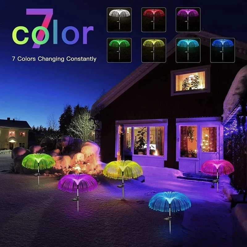 

2/1PCS Solar Jellyfish Light 7 Colors Changing Solar Fiber Optic Lights Outdoor Garden Courtyard Corridor Decoration Lights