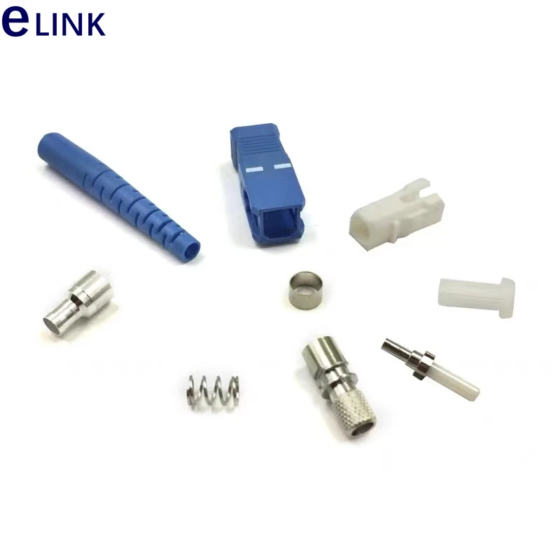 200PCS SC blue fiber connector KITS Unassembled with ferrule Simplex SM 3.0mm 2.0mm 0.9mm ftth SC connector accessory FTTHELINK