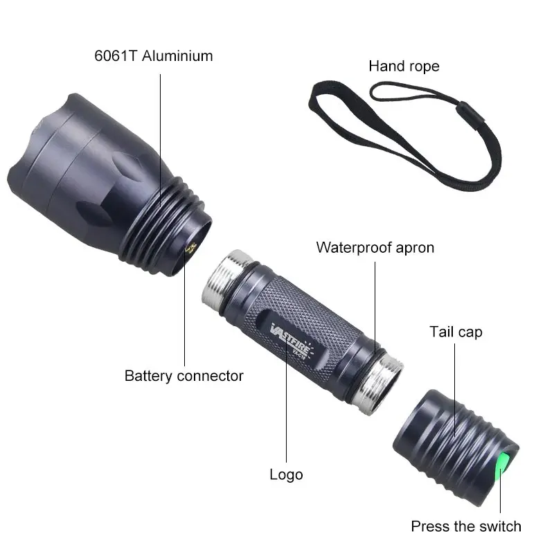 Super Bright 2000lm 3LED Tactical White Light Flashlight Torch Lamp Military Hunting Light Searchlight with 18650 Remote Switch