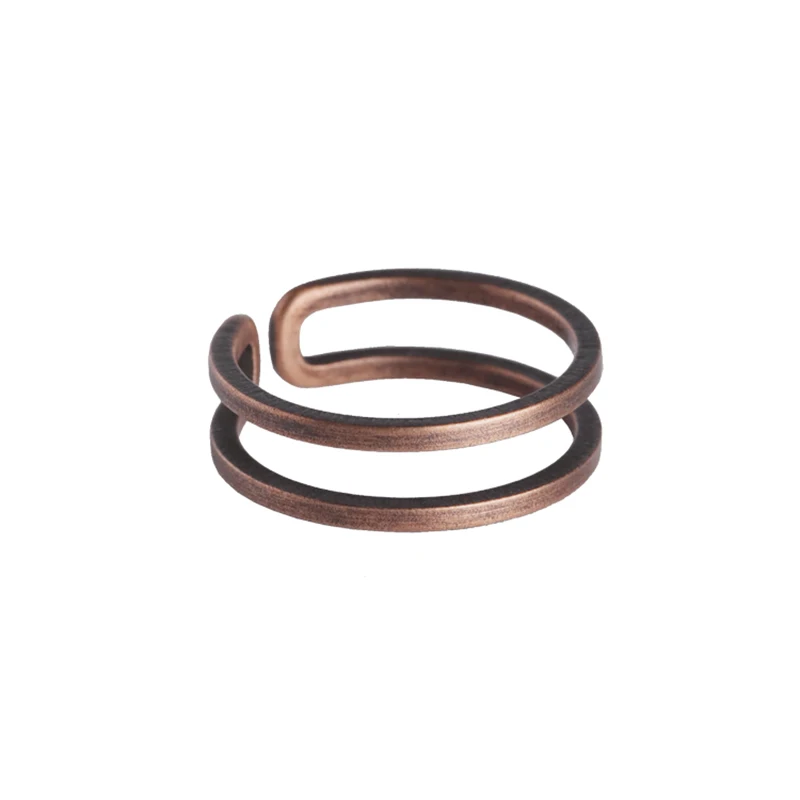 Hand Crafted Solid Copper Ring Special Design Process Black Size Adjustable Retro Punk Street for Couple Lover Accessories