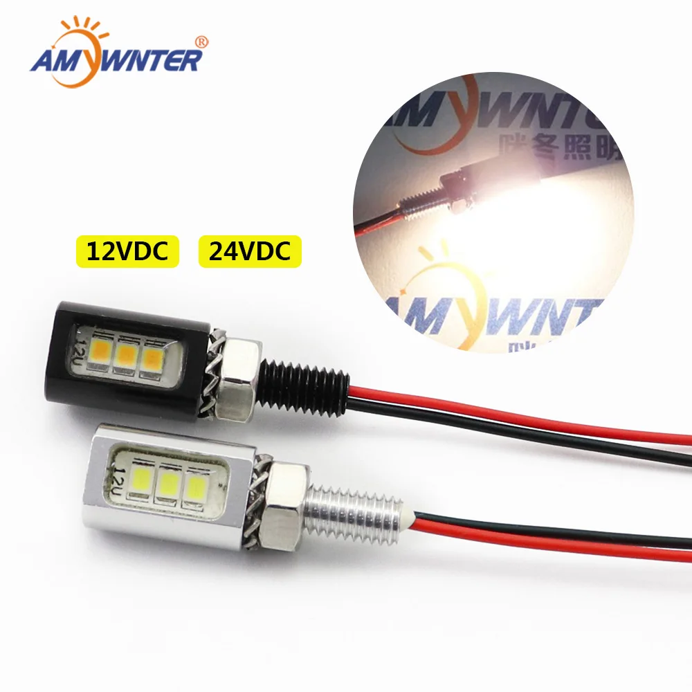 

Amywnter 12V Led Motorcycle Tail Number License Plate Screw Bolt Lights Auto Lamp Bulb Silver Black Color Car-Styling