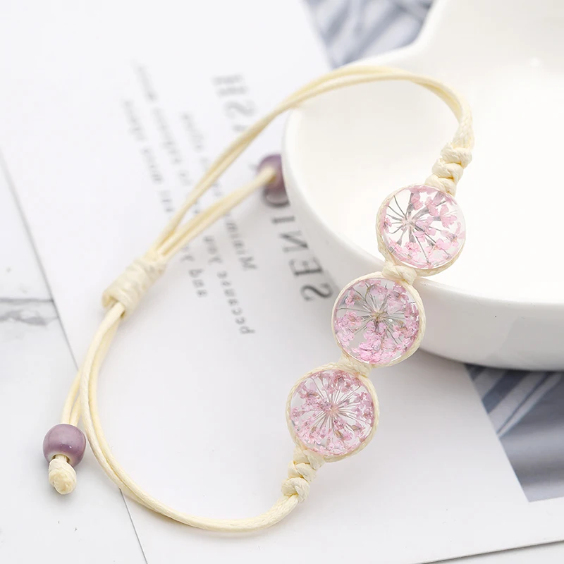 cute elegant glass flower bracelets for women vintage charm rope chain Adjustable bracelet women\'s fashion party gifts