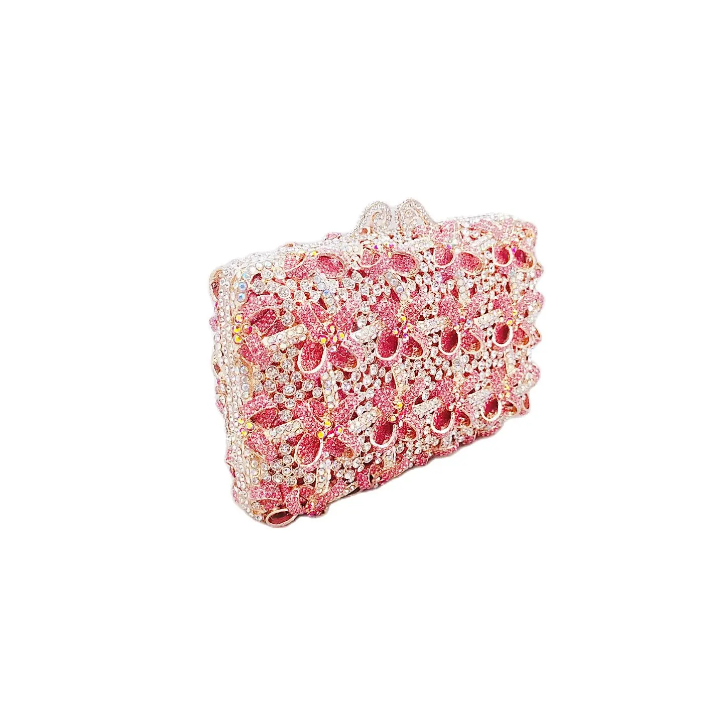 Chaliwini Pink Bowknot Clutch Women Crystal Evening Bags Party Dinner Cocktail Rhinestone Handbags and Purses CH131419