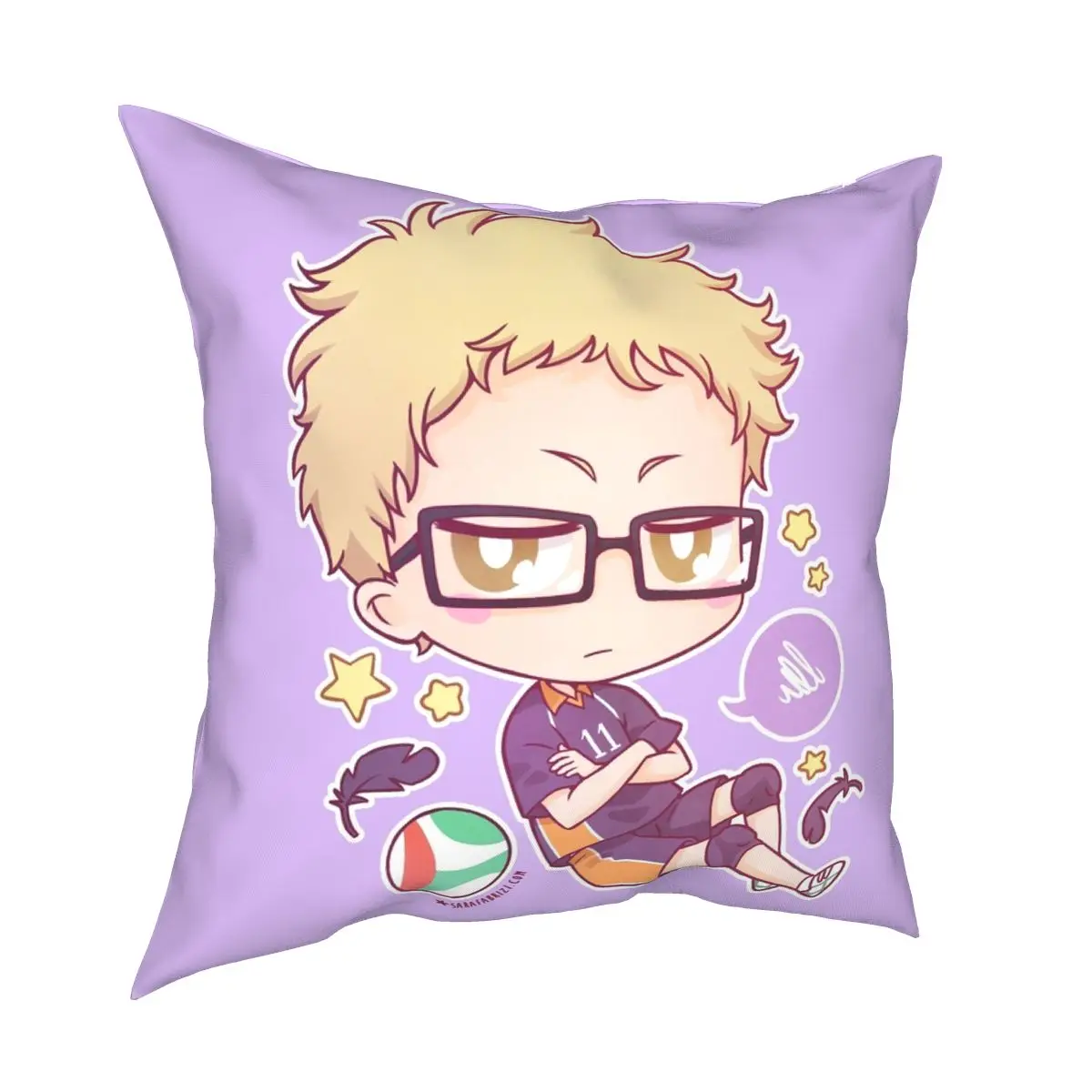 Tsukishima Kei Haikyuu Square Pillowcase Polyester Pattern Decor Throw Pillow Case for Room Cushion Cover 18