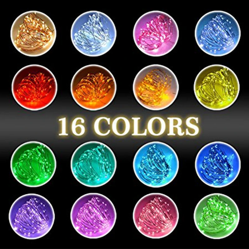 16 Colors Fairy Led String Lights USB/Battery powered 5m/10m Remote Control Christmas Garland Outdoor Wedding Xmas Party Decor