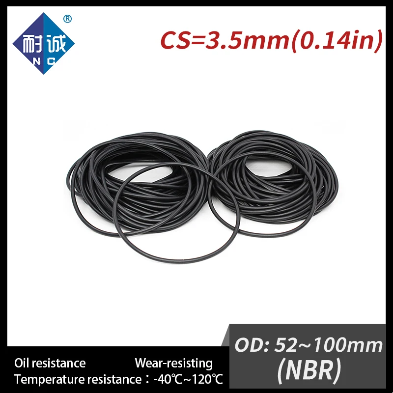 5PCS / Lot Rubber Black NBR CS 3.5mm OD 52/55/56/57/58/60/65/70/75/80/85/90/95/100mm O Ring Gasket Oil resistant waterproof