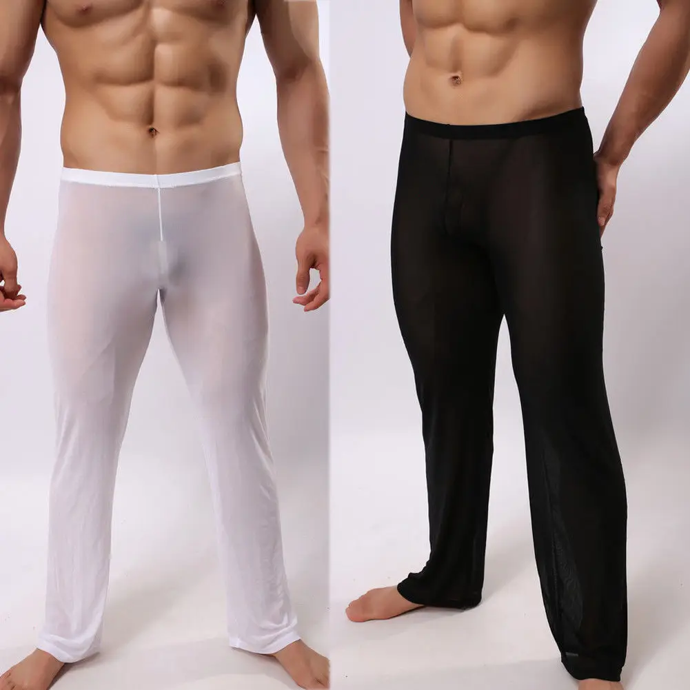 Hirigin Mannen Sexy Zachte Mesh Sheer See-Through Stretch Broek Broek Nachtkleding Hot Transparante Mannen Broek Homewear