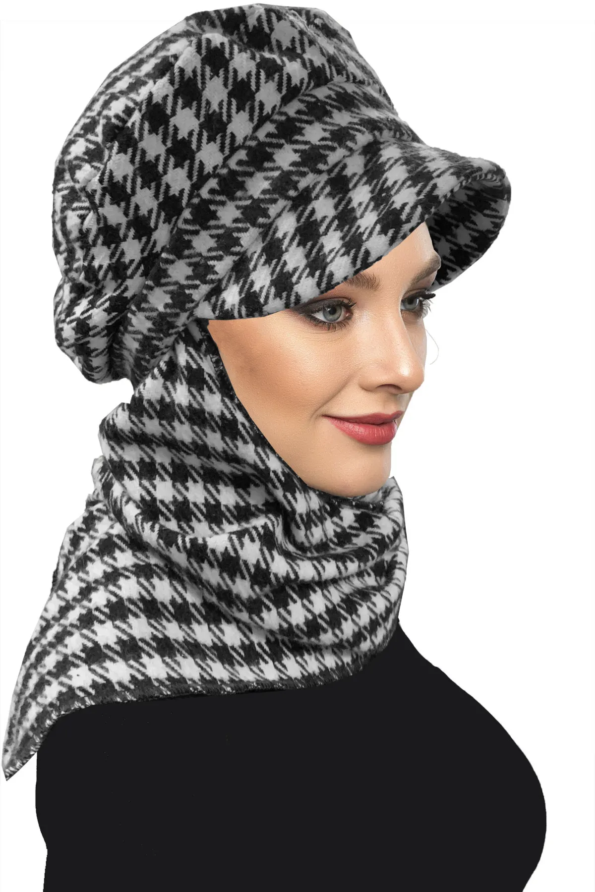 2022 New Fashion Wool Cap Scarf Hat Crowbar Patterned Ready Made Turban Hijab Bonnet Cancer Special Women Product Beret Muslim Liner Chemo All