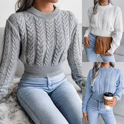 Knitted Sweater Womens 2021 Winter Warm Long Sleeve Jumper Top Ladies Fashion New O-neck Knitted Pullover Sweatershirt For Women