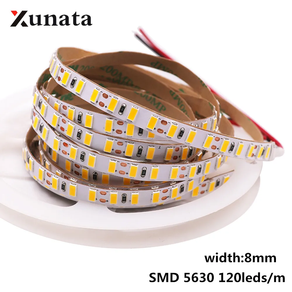 DC 12V SMD 5630 LED Strip IP21 IP65 IP67 120leds/m Width 8mm Flexible Tape Led Strip Light Cool White/ Warm White 5m