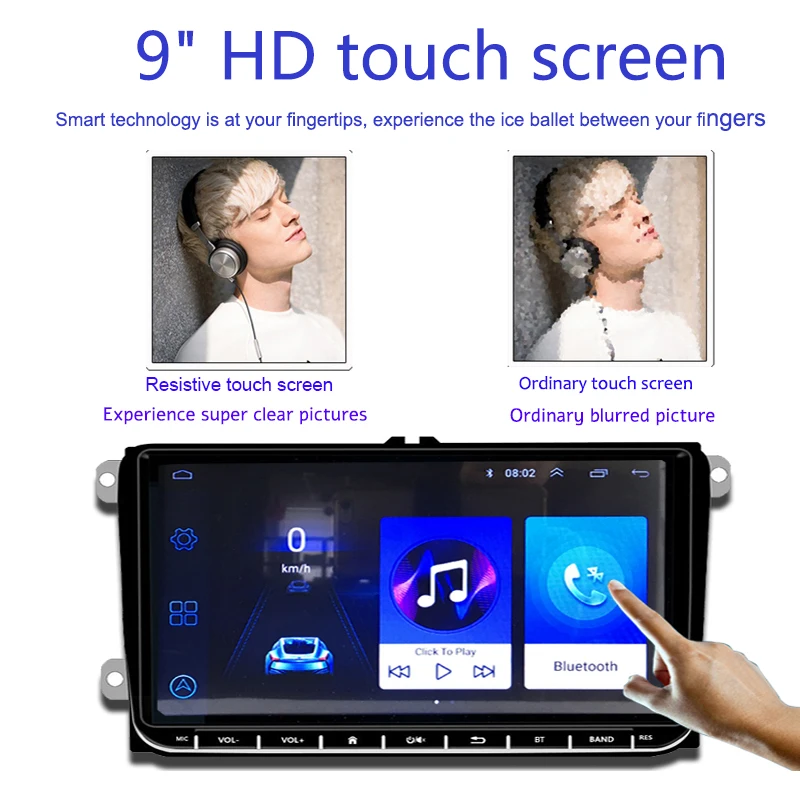

Android 9 2 Din Car Media Player For VW Passat B6 B7 Golf MK5 MK6 Touran Tiguan Carplay GPS WIFI 1G 16G