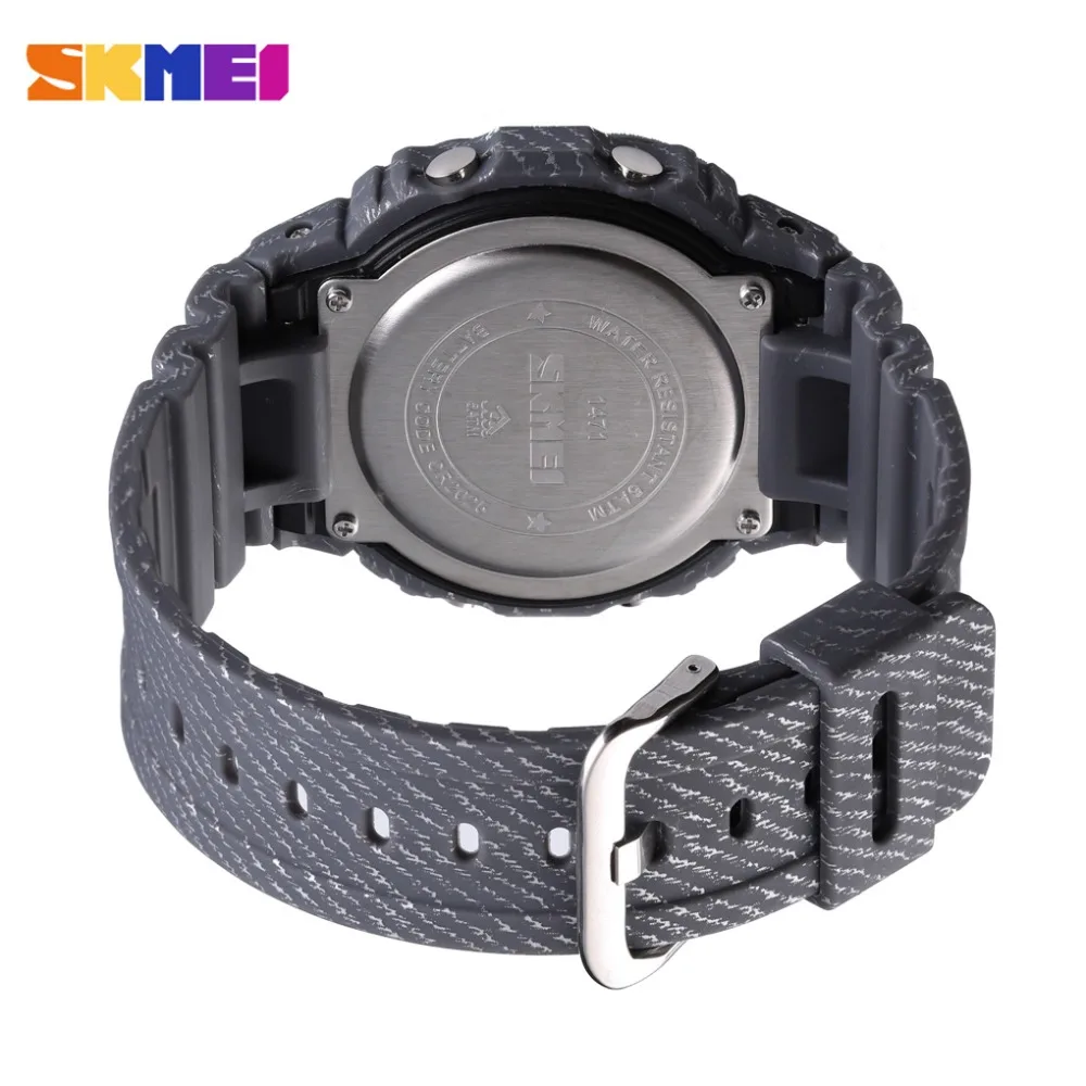 Square Denim Stripes Digital Watch SKMEI 1471 Brand Sport Watch Waterproof 50m Electronic LED Male Wrist Watch Alarm Clock