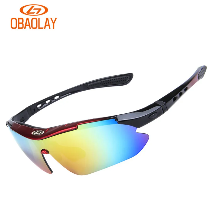 OBAOLAY Polarized UV400 Cycling Sunglasses Bicycle Bike Eyewear Goggle Riding Outdoor Sports Fishing Glasses 5 Lens Men Women