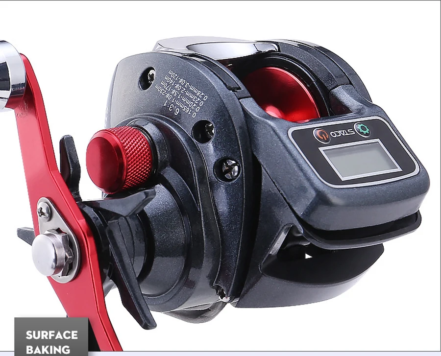 Heavy Duty 6.3:1 13+1 Ball Bearing LED Digital Display Screen Baitcasting Line Counter Casting Reel Fishing Line Counter Reel