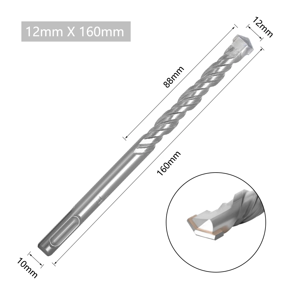 10-teiliges Elektrohammer-SDS-Plus-Bohrerset 160mm für Beton, Ziegel, Mauerwerk, Lochsäge-Bohrer 4mm 5mm 6mm 018 – Detail 13