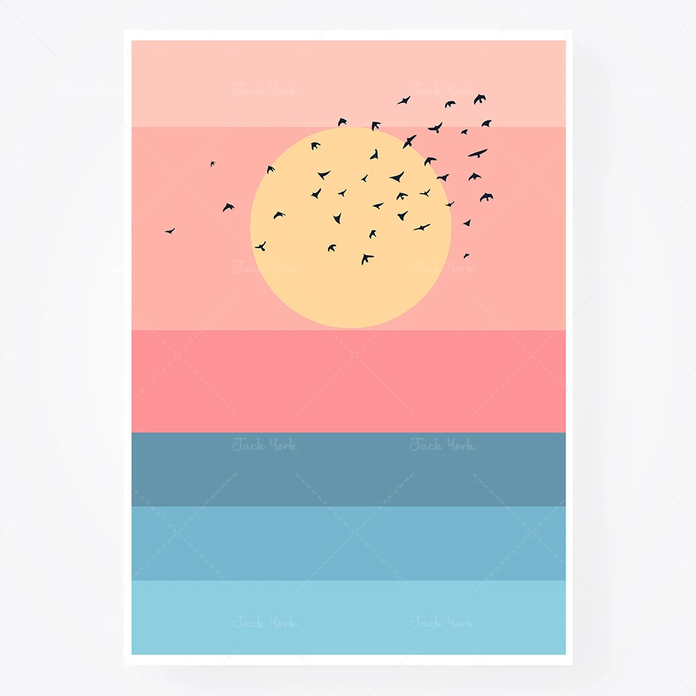 Sunrise tropicale, ensemble de bénédiction d'été, Island Paradise, paysage bleu rose, paysage marin d'océan calme, impression d'art Paradise Vibes