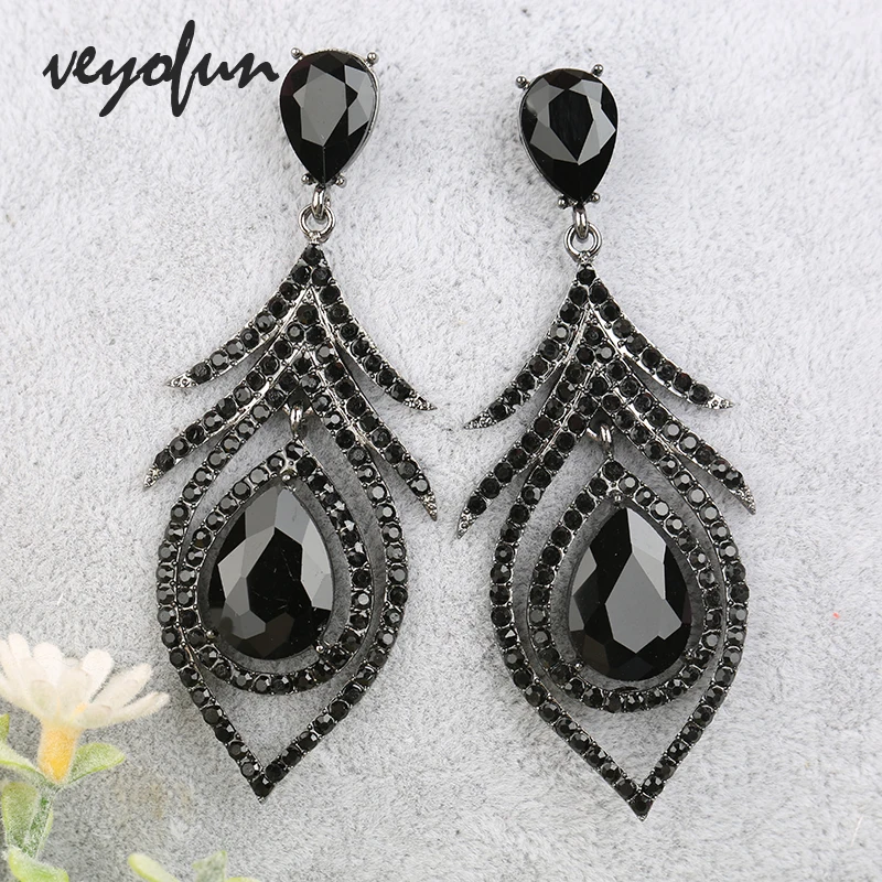Veyofun Vintage Hollow Crystal Rhinestone Drop Earrings Classic Dangle Earrings Fashion Jewelry for Woman New