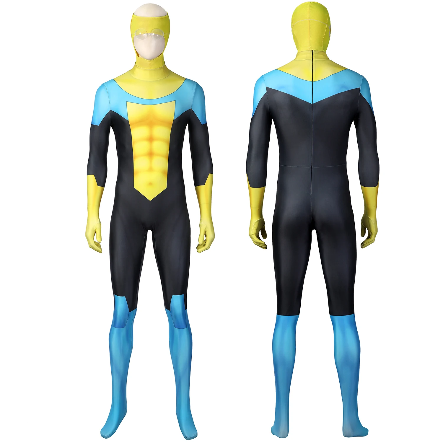 Cartoon Invincible Cosplay Costume Superhero Mark Grayson Bodysuit Halloween Masquerade Cool Print Zentai Clothing