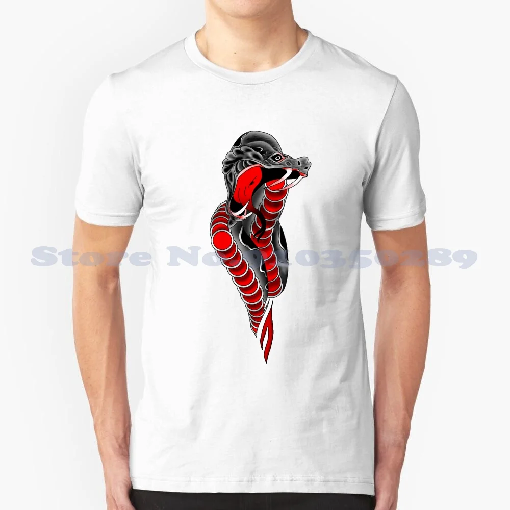 Style Snake 100% Cotton T-Shirt Don Tattoo Art Arty Artistic Graphic Animation Animal Art Fierce Angry Snake Fierve Snake