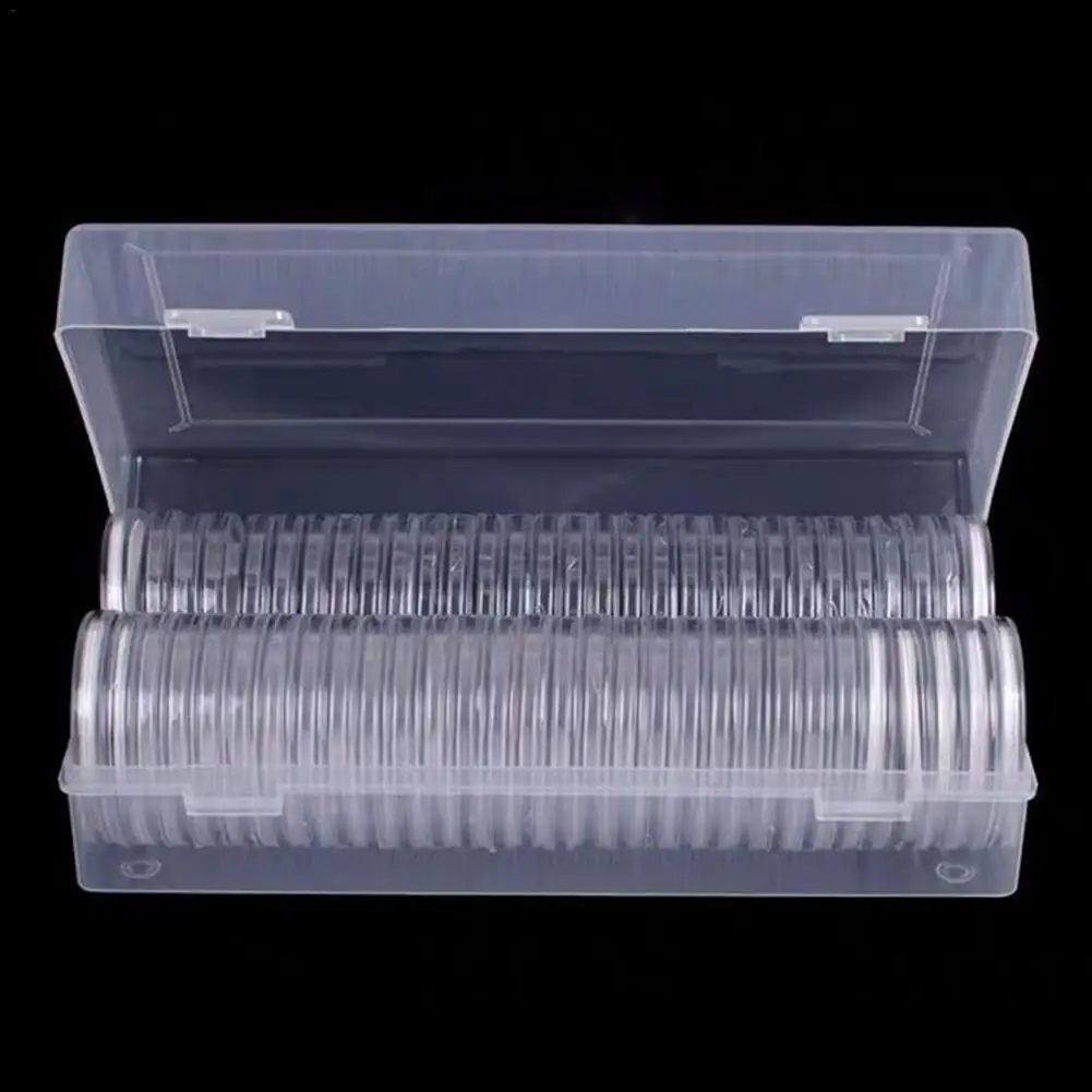 40 Coin Capsules (46mm) with 40Foam Gasket and 1 Plastic Storage Box for Coin Collection for 16 20 25 27 30 38 46mm coins #WO