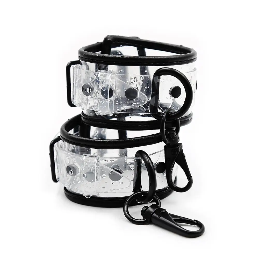 Transparent SM PU Leather Adjustable Handcuffs Restraints Ankle Cuff Bdsm Bondage Slav