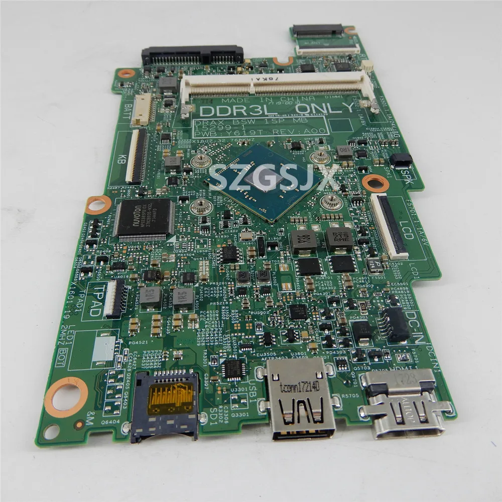 Voor Dell Inspiron 11 3168 Laptop Moederbord 15299-1, Sr2kl N3710 Cpu Drax Bsw 1sp Mb Y 619T CN-0J71V9 0j71v9