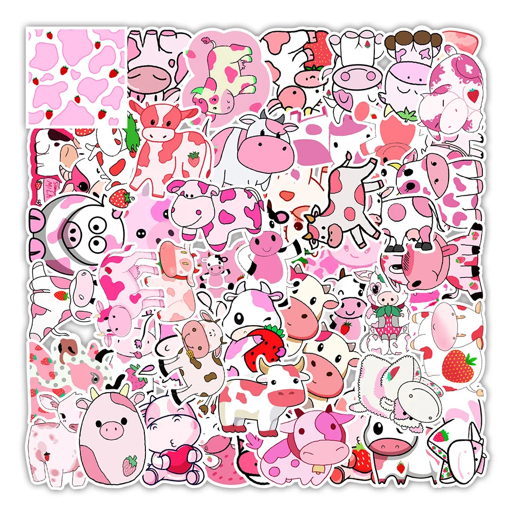 50pcs Milk Cow Stickers For Notebook Laptop Stationery Scrapbook Cute Sticker Aesthetic Scrapbooking Material Craft Supplies