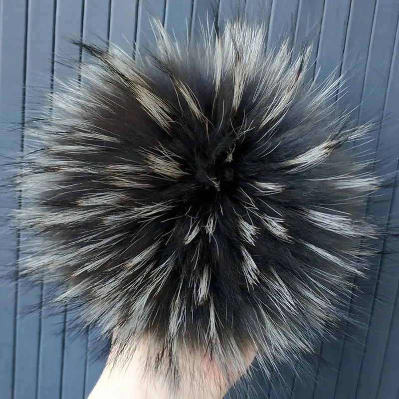 DIY 13cm 15cm Real Raccoon Fur Pompom For Knitted Scarf Autumn Winter Scarves Genuine Fox Fur Pom Pom For Hats Scarves&Wraps